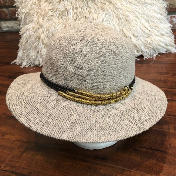 Vintage BoHo Chic Med Brim Brass Floppy Hat main image 5